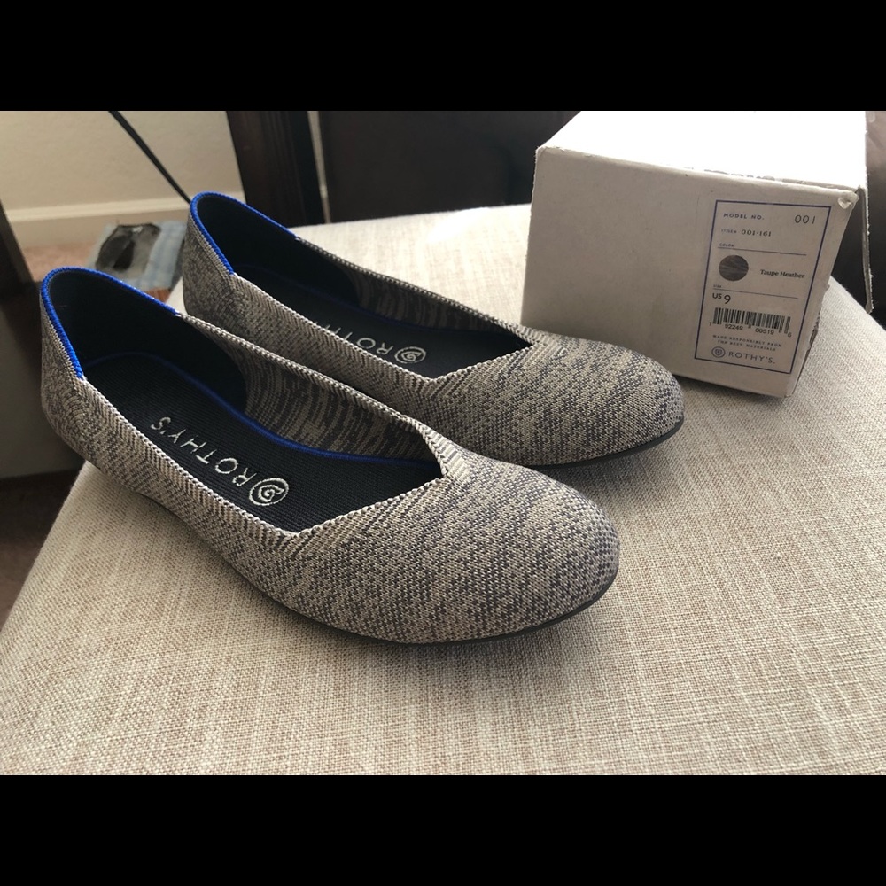 Taupe Heather Rothys Flats, Sz 9